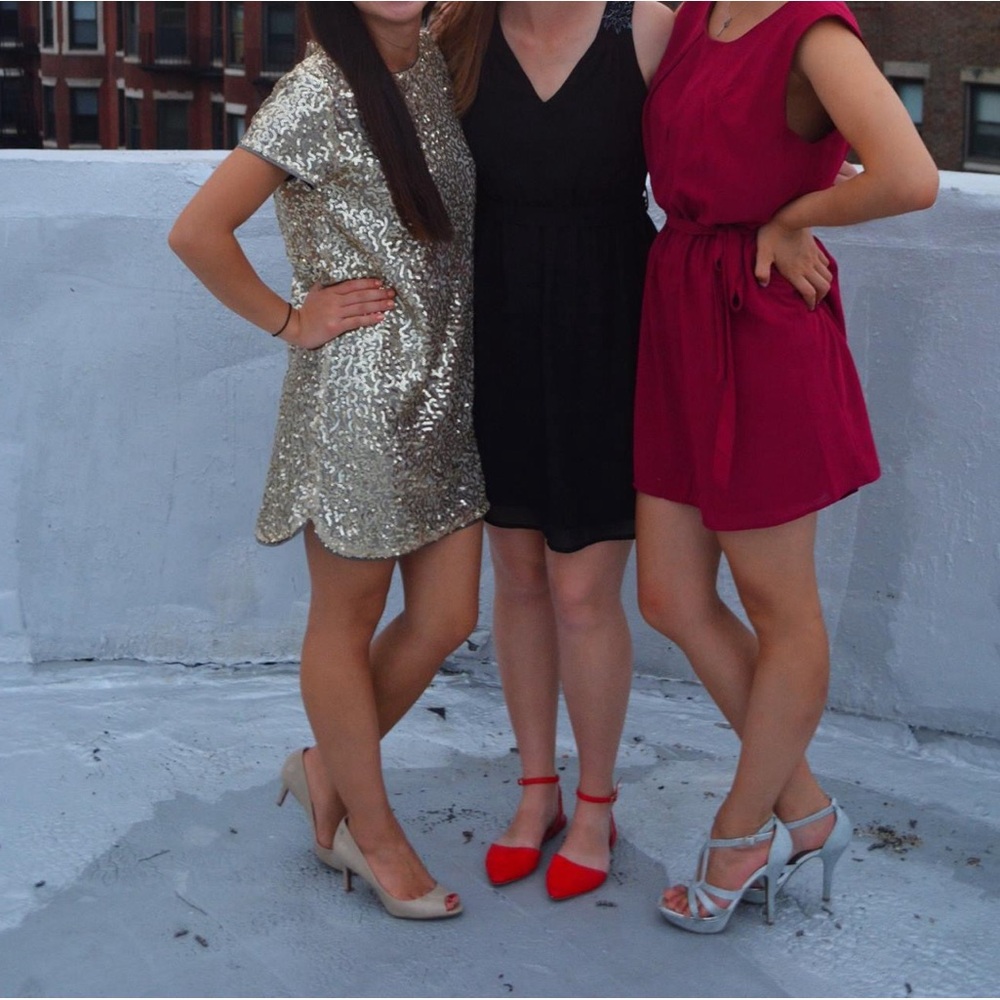 Gold sequin mini dress